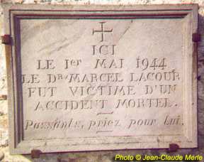 Plaque commémorative de l'accident